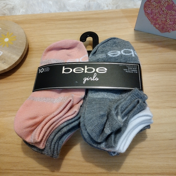 Bebe Girls 10 Pair Multi-Pack Socks Shoe Size 7-10 NWT 🩷 - Picture 1 of 7